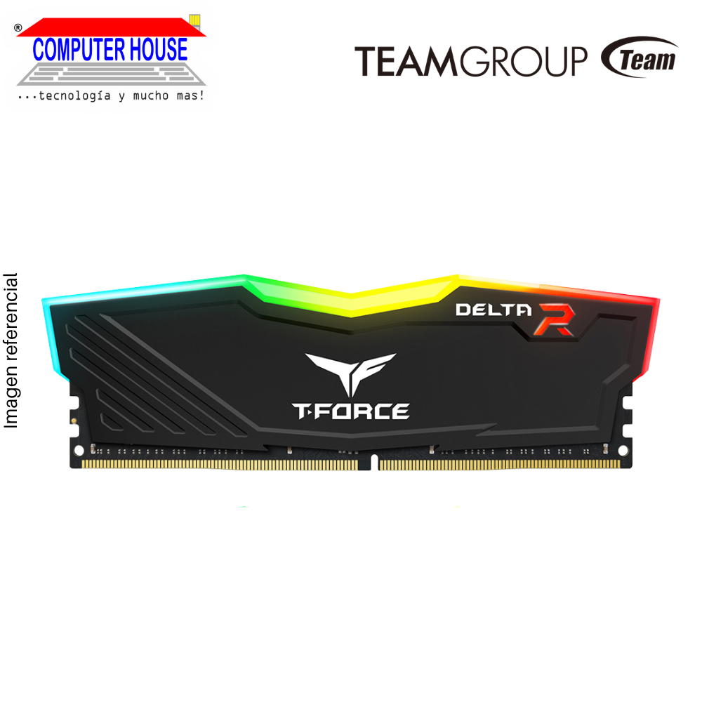 Memoria RAM DDR5 DIMM TeamGroup 32GB, 5200MHz, T-Force Delta, RGB, CL-16, 1.35V, Negro.