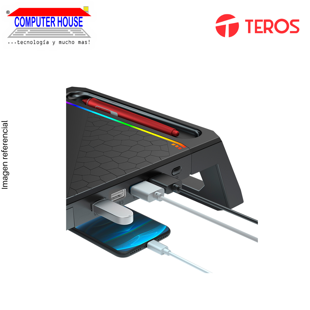 Stand para monitor RGB multipropósito TEROS TE-7131N, 4 puertos USB