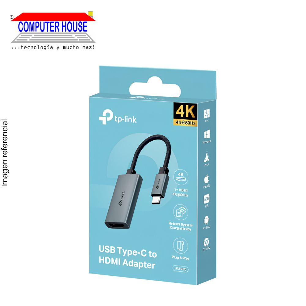 Adaptador de Video TP-LINK TL-UA520C Convertidor Tipo-C (M) a HDMI (H).