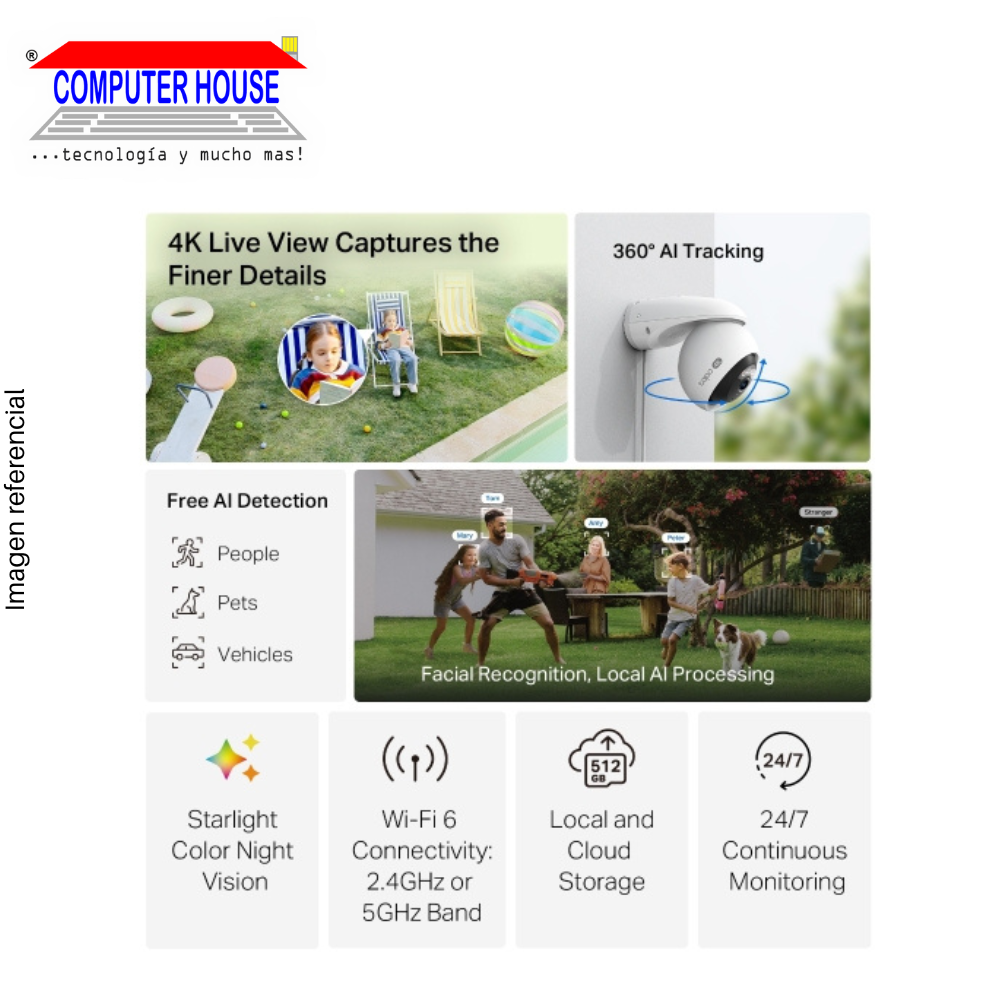 Cámara de Seguridad Wi-Fi TP-LINK Tapo C560WS, 360°, 4K 8MP (3840X2160px), vigilancia inteligente, Exterior.