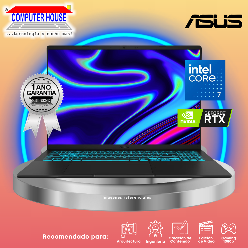 Laptop ASUS V16, Core 7-240H, RAM 32GB DDR5, SSD 1TB, Nvidia GeForce RTX5060 8GB, 16" FHD 144Hz, Teclado en Inglés, Windows 11.