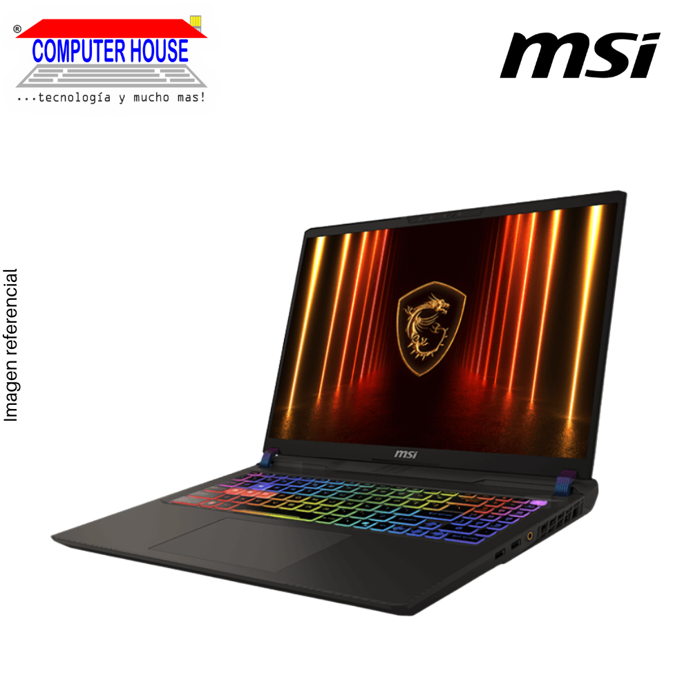 Laptop MSI Vector 16, Core Ultra 9-275HX, RAM 16GB DDR5, SSD 1TB, Video RTX5080 16GB, 16" QHD 240Hz, Teclado en Inglés, Windows 11.