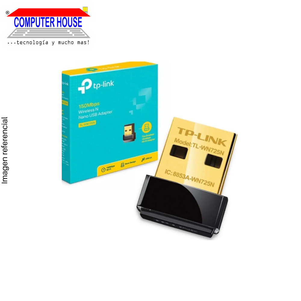 TP-LINK TL-WN725N WiFi adapter, 2.4GHz (up to 150Mbps), USB-A Nano.