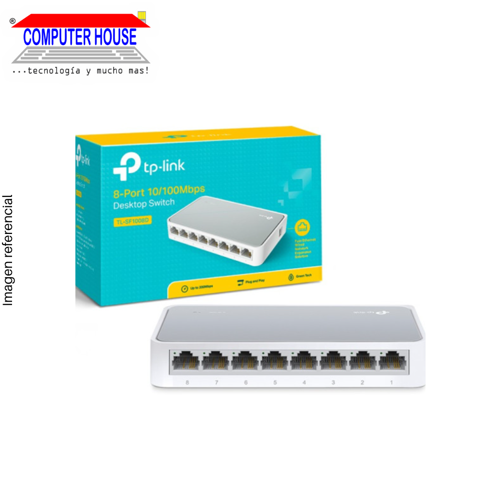TP-LINK TL-SF1008D switch, 8 ports 10/100 Mbps.