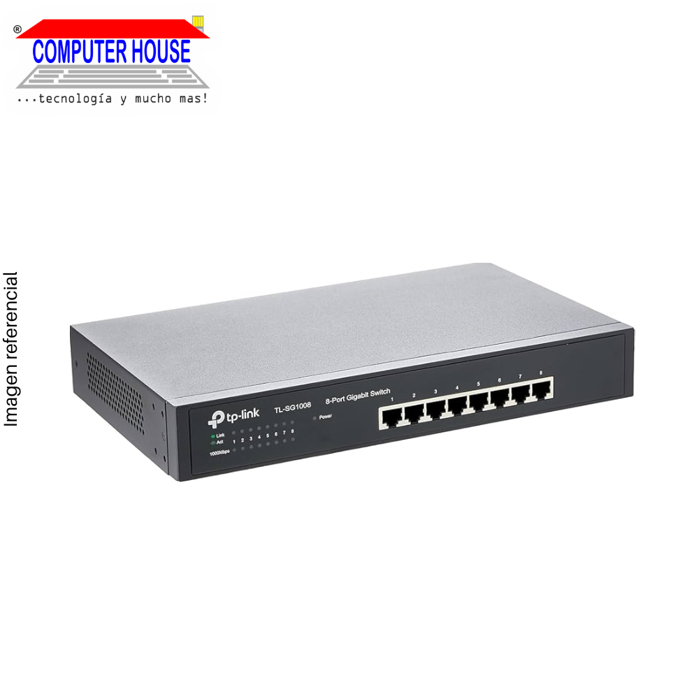 Switch TP-LINK TL-SG1008, Gigabit 8 Puertos 10/100/1000.