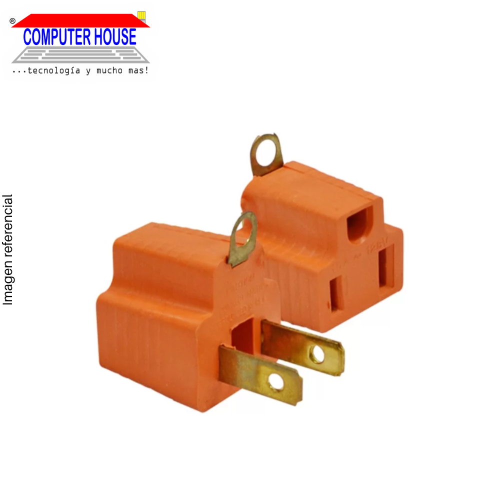 Generic 3 to 2 Power Adapter, Orange.