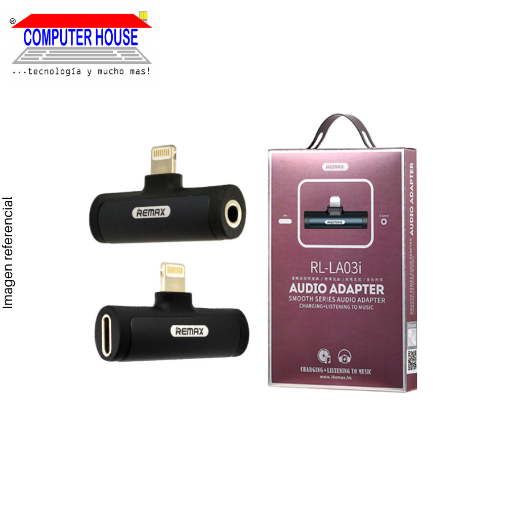 Adaptador de audio y carga Remax RL-LA03i con salida lightning y plug 3.5mm