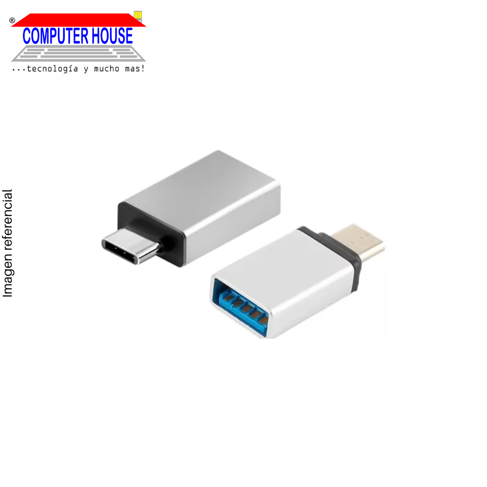 Adaptador OTG genérico, 1xUSB-TipoC Macho a 1xUSB-A Hembra.