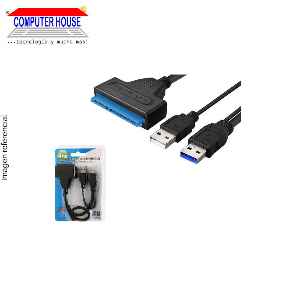 Adaptador para Disco genérico, 1xSATA a 2xUSB (Data y Energía), para Discos 3.5