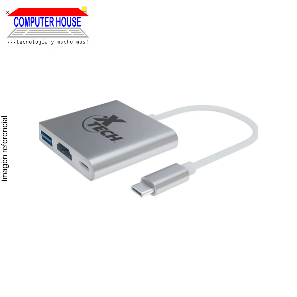 Adaptador de video XTECH 565, Tipo C,  3-en-1 (HDMI + USB + Tipo C)