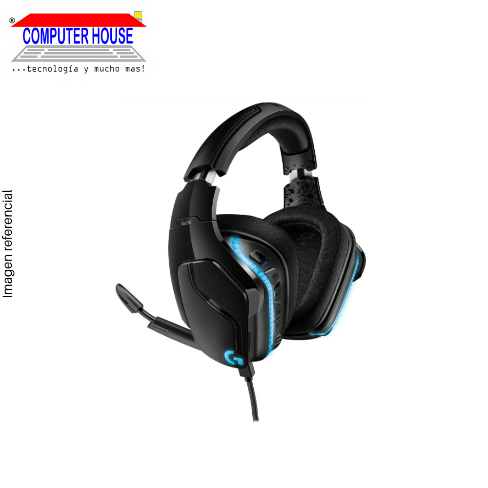 LOGITECH G635 Wired Gaming Headset, 7.1 Sound, RGB, Black, USB-A Connection or 1xJack Connection.