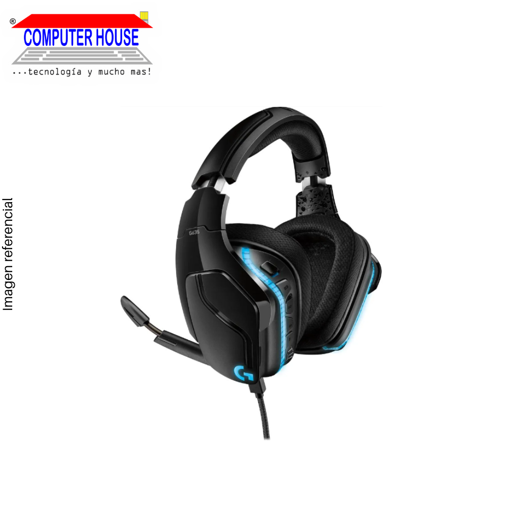 Audífono Gamer Alámbrico LOGITECH G635, Sonido 7.1, RGB, Negro, Conexión USB-A o Conexión 1xJack.