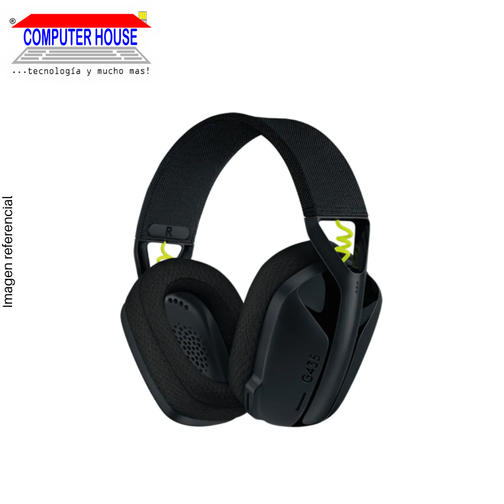 Audífono Gamer Inalámbrico LOGITECH G435, Negro/Amarillo, Conexión Bluetooth y Conexión USB-TipoC y Receptor USB.