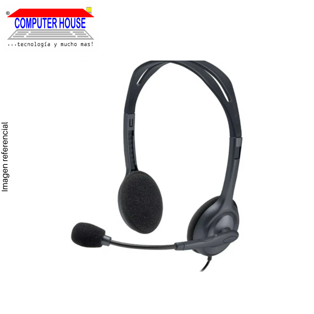 LOGITECH H111 Wired Headset, Black/Silver. 