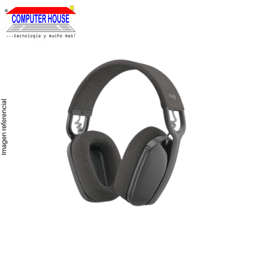 LOGITECH Zone Vibe 100 Wireless Headset, USB-Type C Rechargeable, Graphite, Bluetooth Connection.