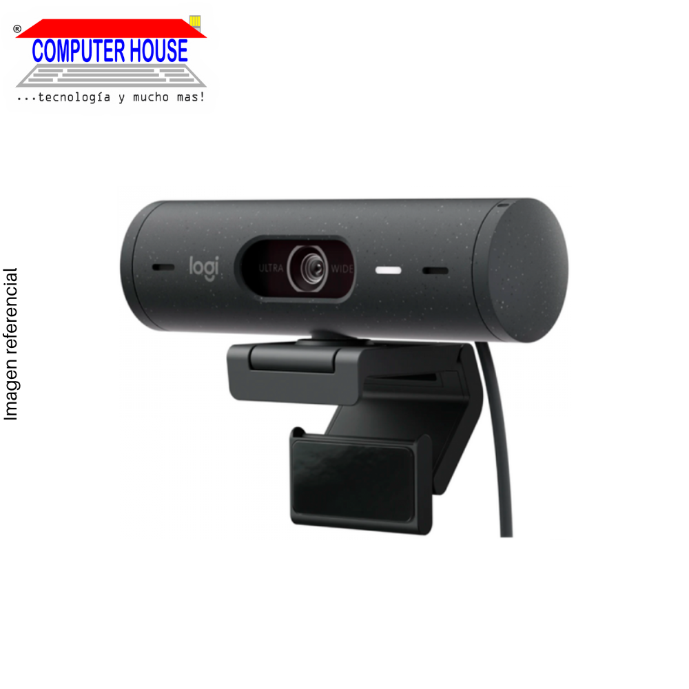 Cámara Web LOGITECH Brio 505, FHD 1080p, Negro, Conexión USB-C.