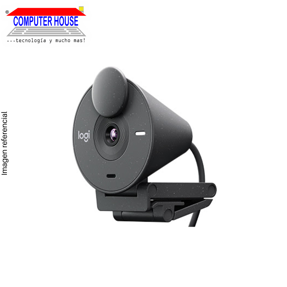 LOGITECH Brio 300 Webcam, FHD 1080p, Black, USB-Type C Connection.