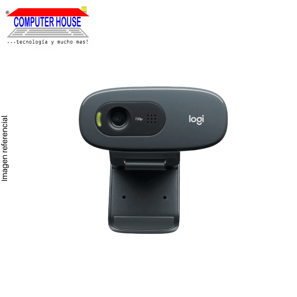 LOGITECH C270 Webcam, HD 720P, Black, USB-A Connection.