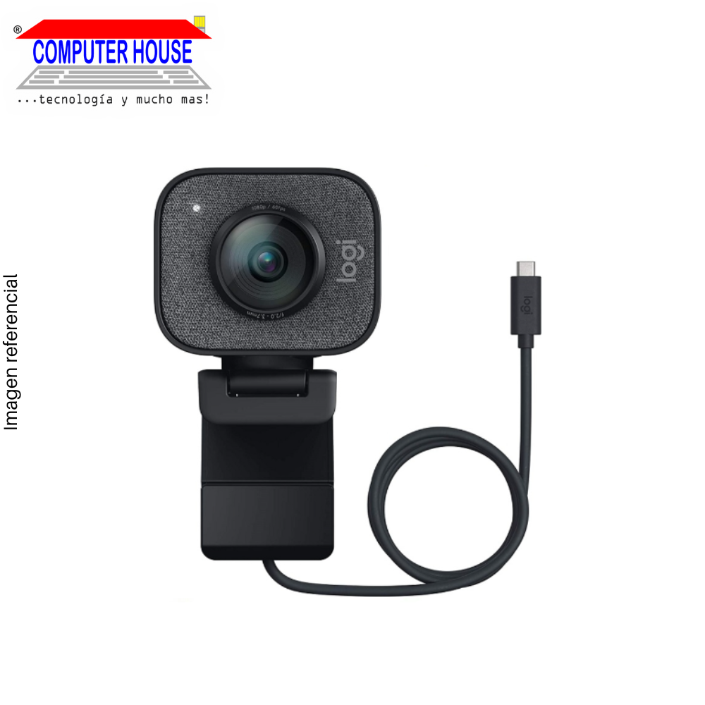 LOGITECH StreamCam Webcam, FHD 1080p, Black, USB-Type C Connection.