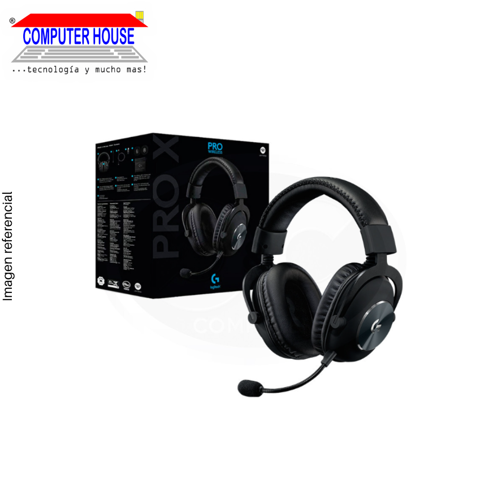 LOGITECH G Pro X Wireless Gaming Headset, Black, USB-Type C Connection and USB Receiver.