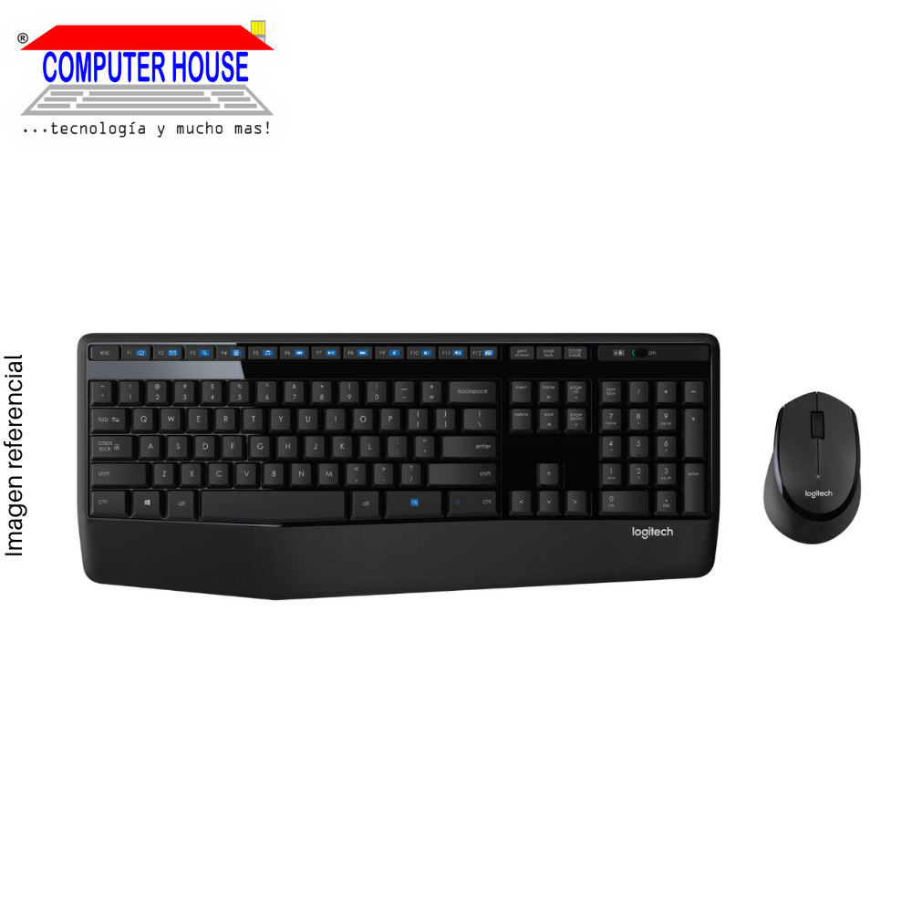 LOGITECH MK345 Wireless Keyboard + Mouse Kit, Black, USB Receiver.