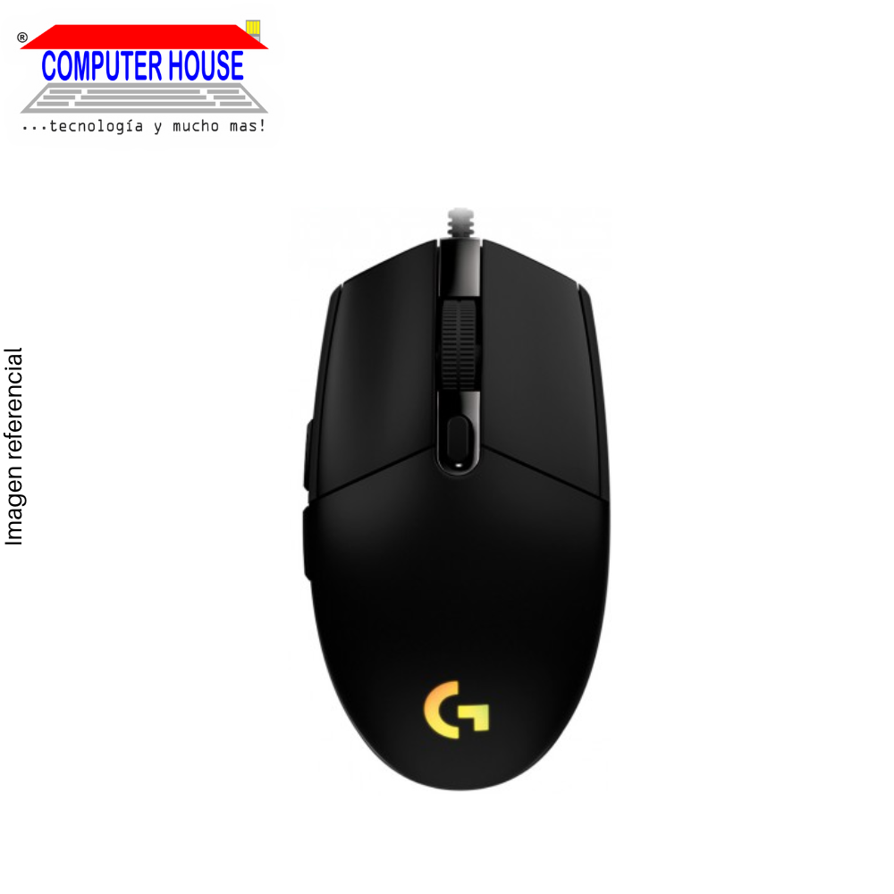 LOGITECH G203 Wired Gamer Mouse, RGB Lightsync, 8000 DPI, Black, USB-A Connection.