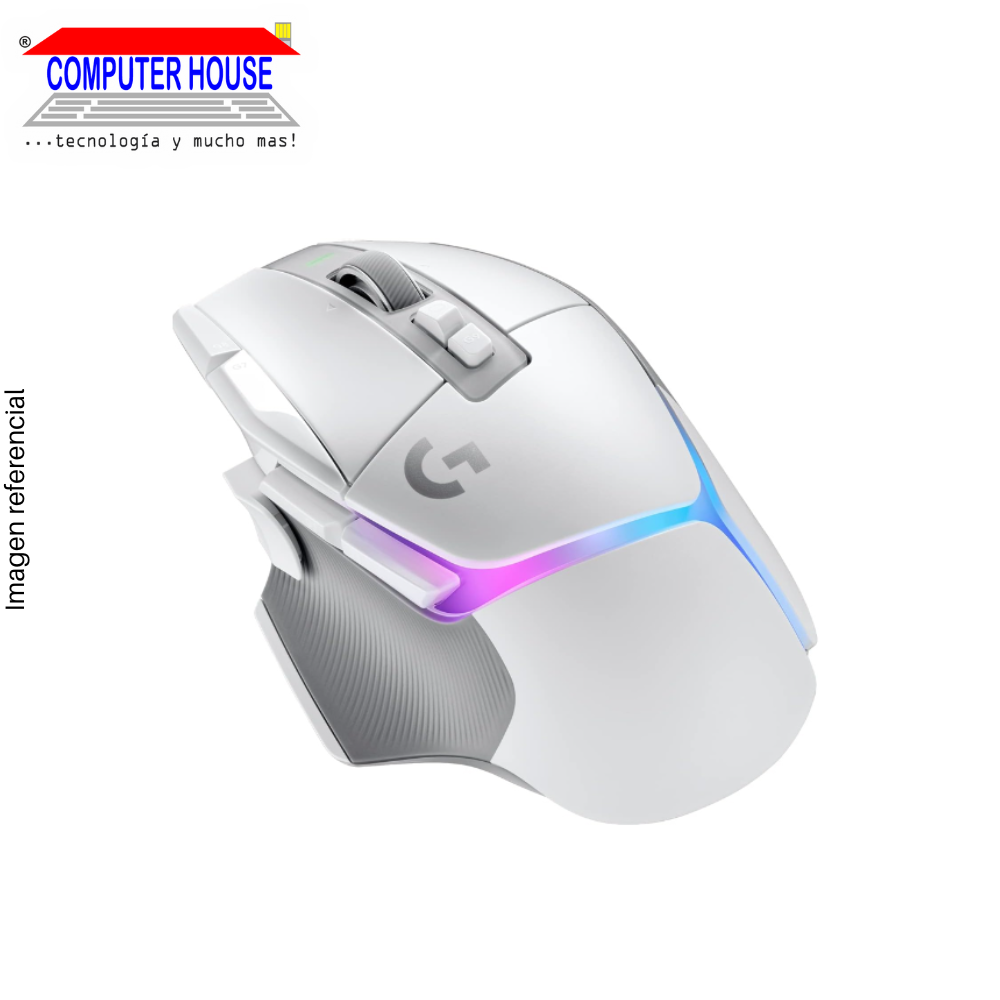 Mouse Gamer Inalámbrico LOGITECH G502 X Plus Lightspeed 25K DPI, Lightsync, LightForce, RGB, recargable Tipo C, color:blanco. (910-006169)