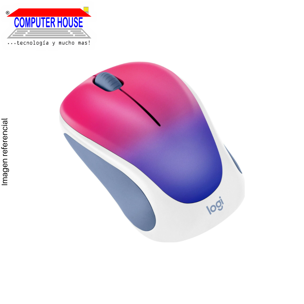 LOGITECH M317C Wireless Mouse, Pink/Blue, USB Receiver.