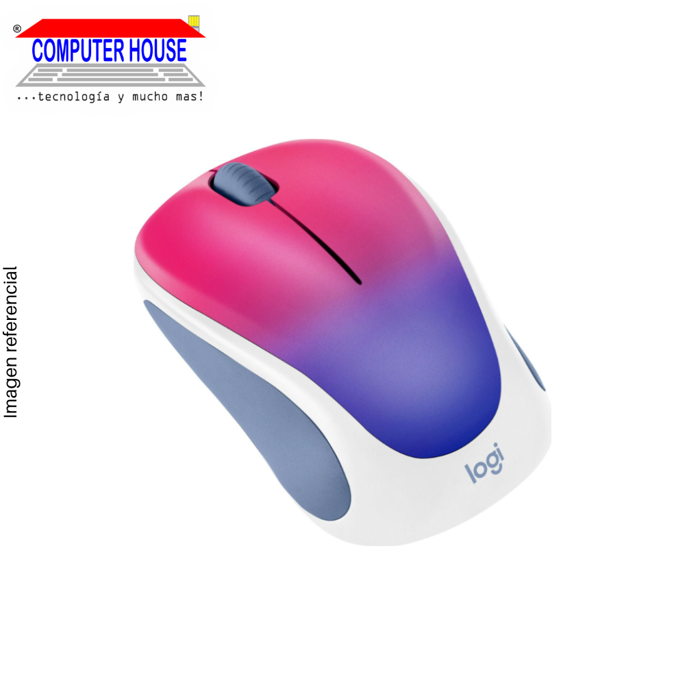 Mouse Inalámbrico LOGITECH M317C, Pink/Blue, Receptor USB.