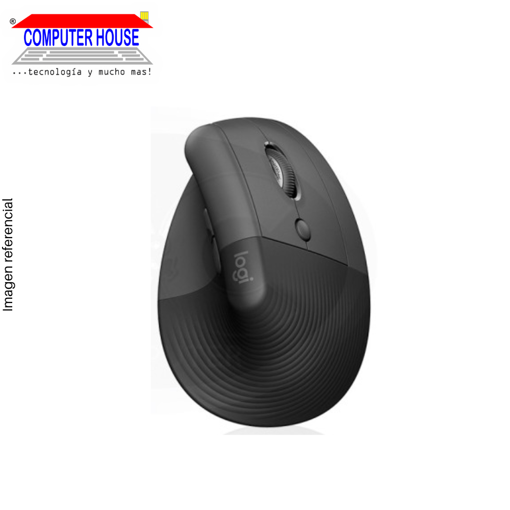 Mouse Inalámbrico LOGITECH Lift Vertical, Negro, Receptor USB y Conexión Bluetooth.