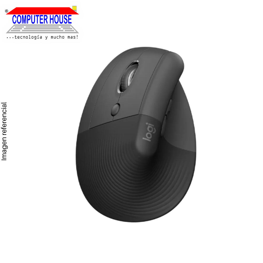 LOGITECH Lift Vertical Left Wireless Mouse, Black, USB Receiver and Bluetooth Connection.