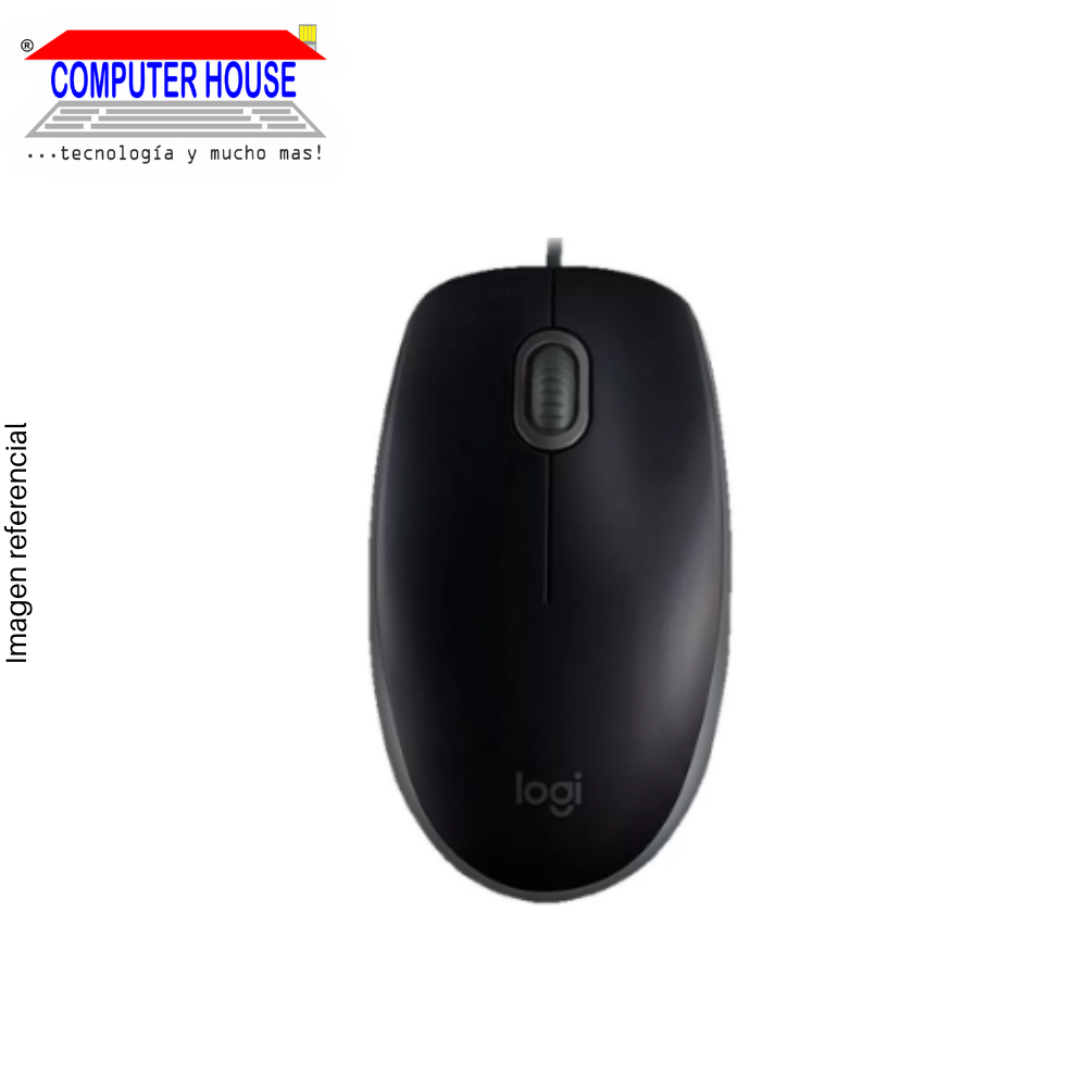 LOGITECH M110 Silent Wired Mouse, Black, USB-A Connection.