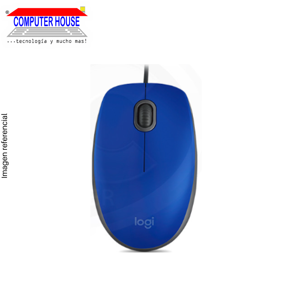 Mouse Alámbrico LOGITECH M110 Silent, Azul, Conexión USB-A.