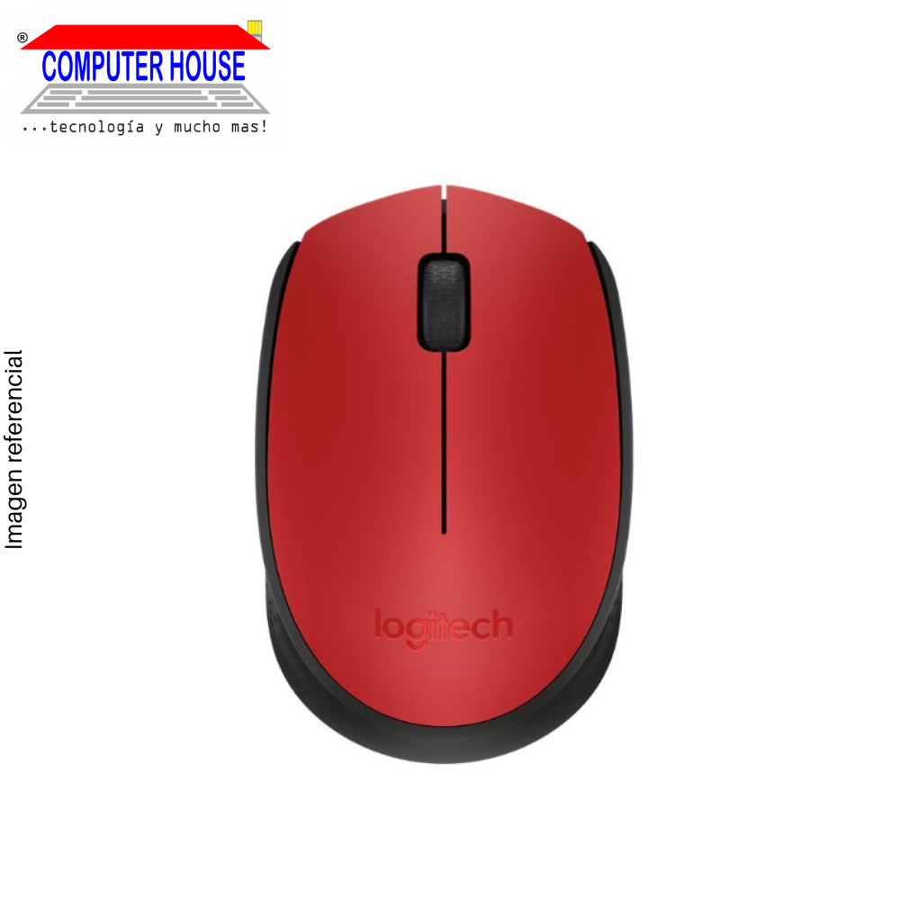 LOGITECH M170 Wireless Mouse, Red, USB Receiver.