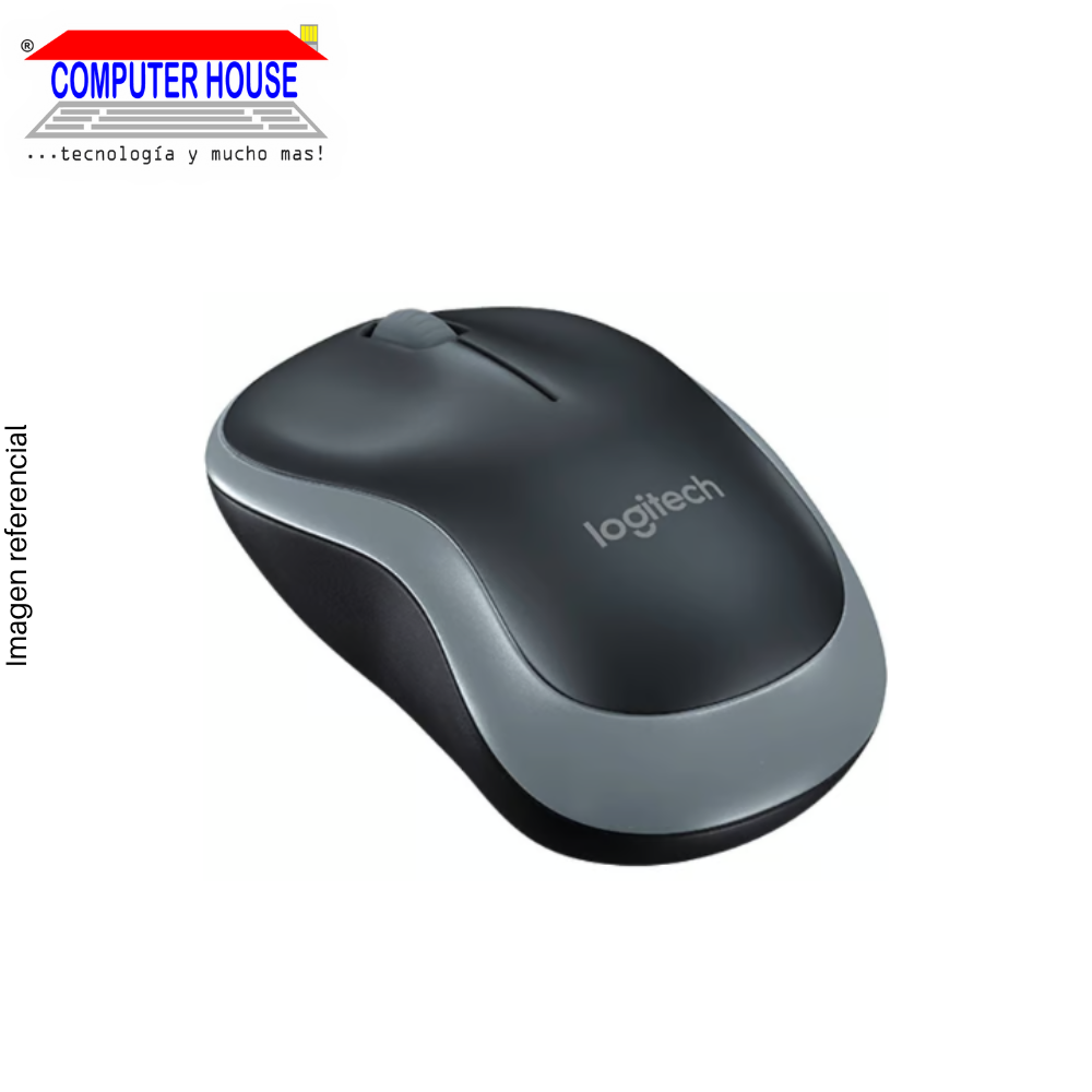 Mouse Inalámbrico LOGITECH M185, Gris, Receptor USB.