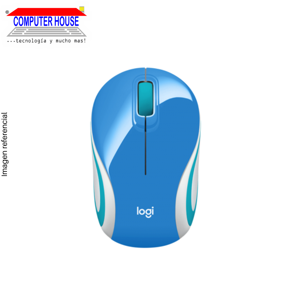 Mouse Inalámbrico LOGITECH M187, Azul, Receptor USB.