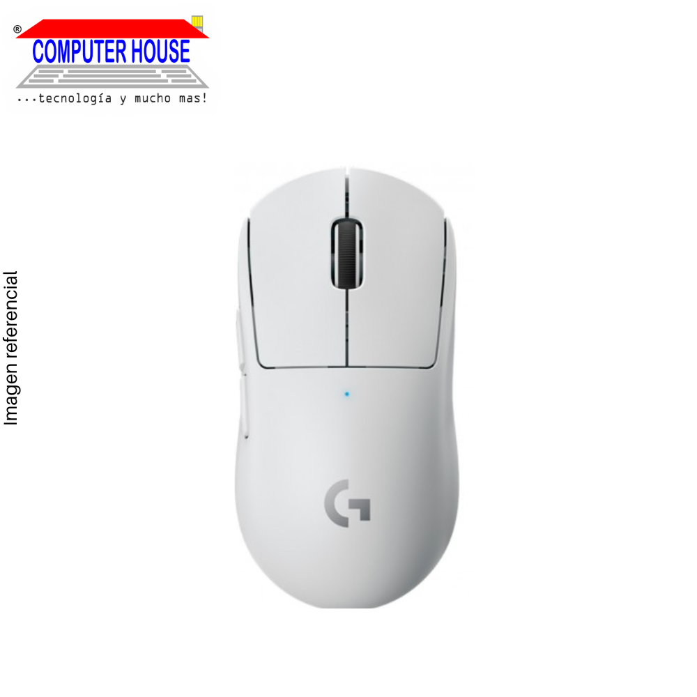 Mouse Gamer Inalámbrico LOGITECH G Pro X Superlight, Hero 25K DPI, Blanco, Receptor USB.