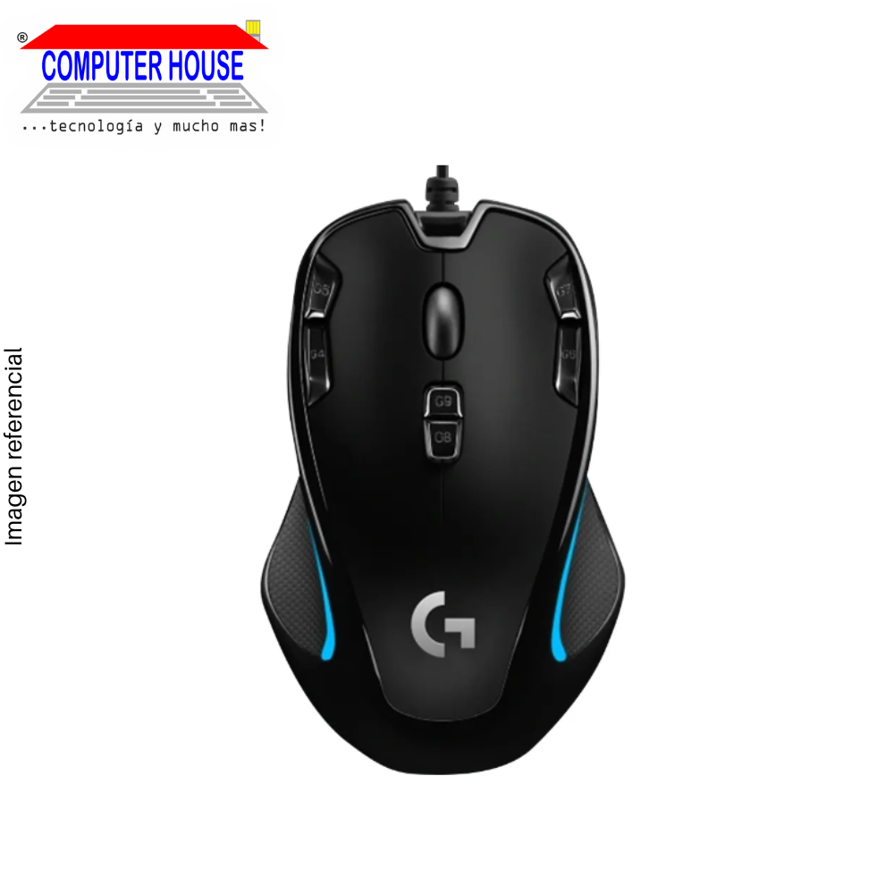 LOGITECH G300S Wired Mouse, Black, USB-A Connection.