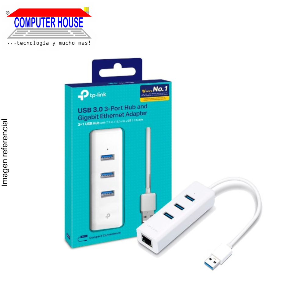 Extensión de Puertos TP-LINK TL-UE330, USB-A 3.0 a 3x USB-A 3.0 + 1x Ethernet 10/100/1000Mbps Gigabit, Hub USB.