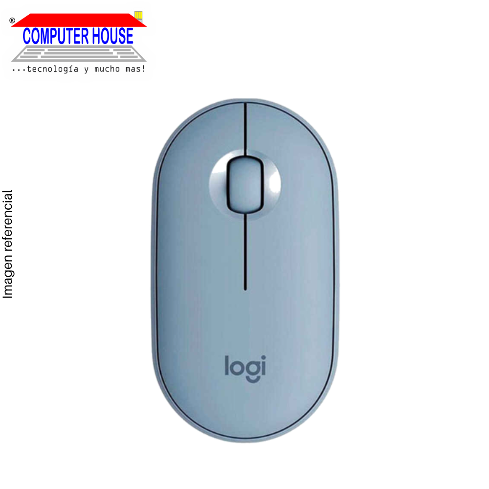 LOGITECH M350 Pebble Silent Wireless Mouse, Grey, USB Receiver and Bluetooth Connection.