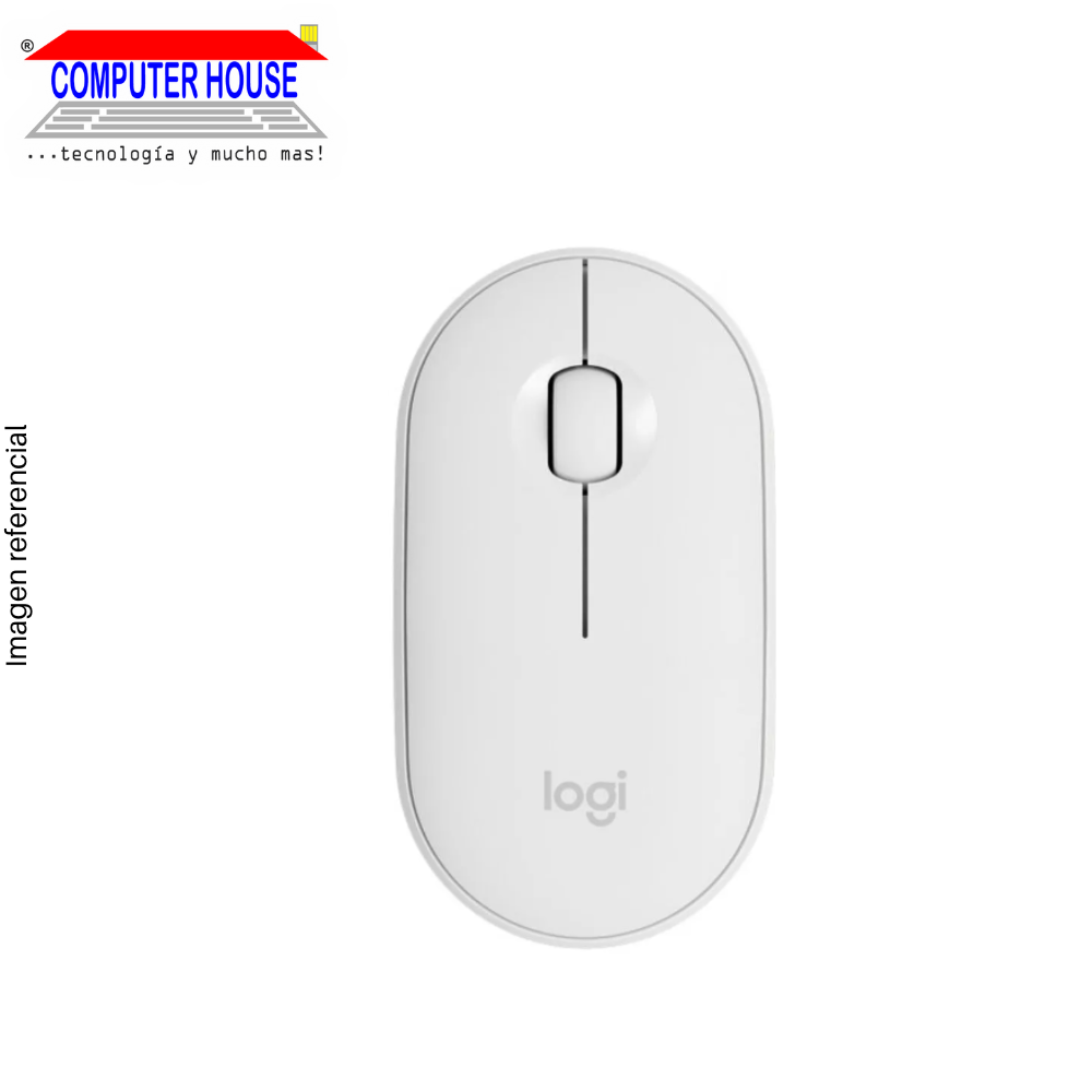 LOGITECH M350 Pebble Silent Wireless Mouse, White, USB Receiver and Bluetooth Connection. 