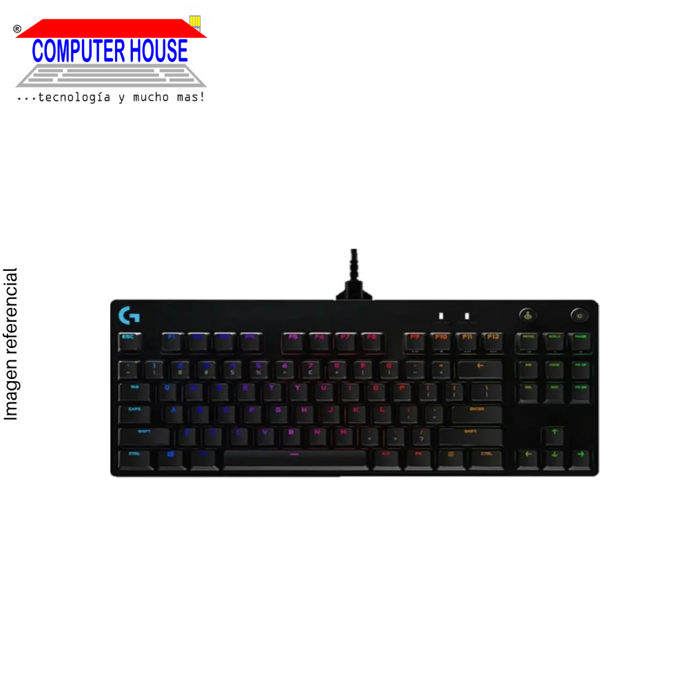 Teclado Mecánico LOGITECH G PRO, RGB Lightsync, USB, color: negro. (920-009388)