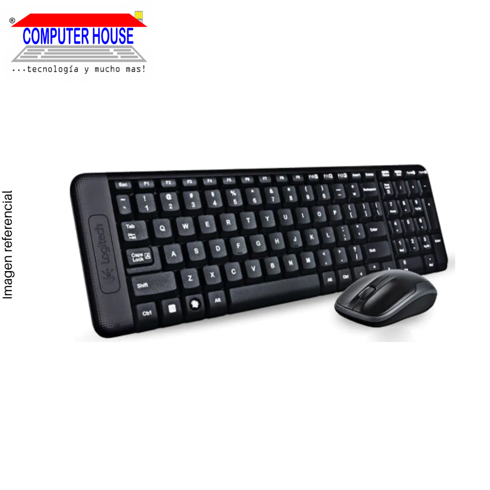 LOGITECH MK220 Wireless Keyboard + Mouse Kit, Black, USB Receiver.