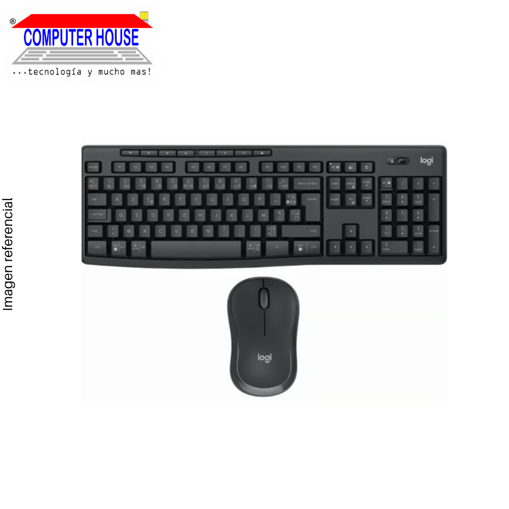 LOGITECH MK295 Wireless Keyboard + Mouse Kit, Black, USB Receiver. 