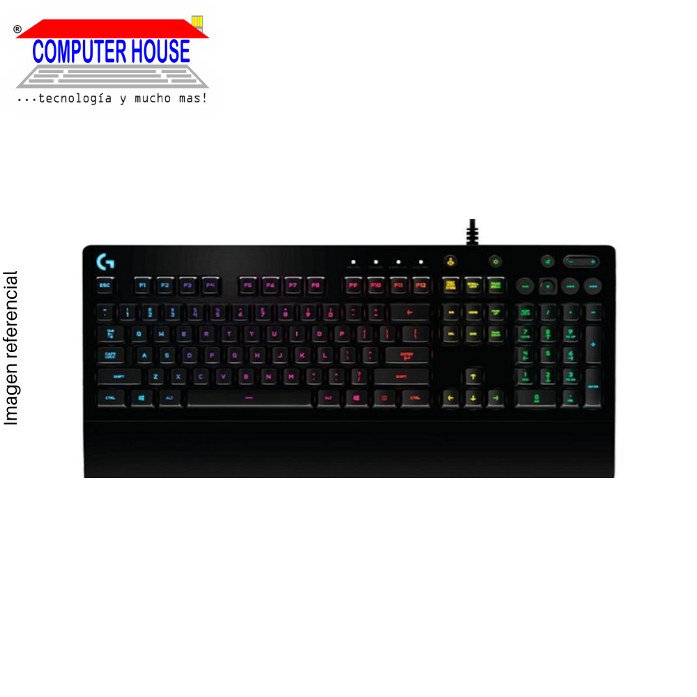 Teclado LOGITECH G213 Prodigy, RGB, USB, color: negro (920-008084)
