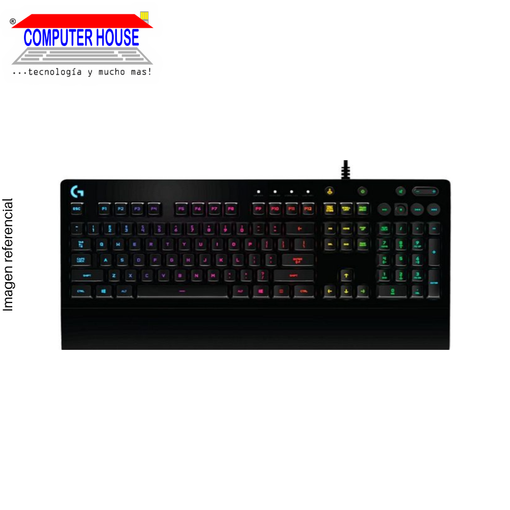 Teclado Gaming LOGITECH G213 Prodigy, RGB, USB, color: negro (920-008084)