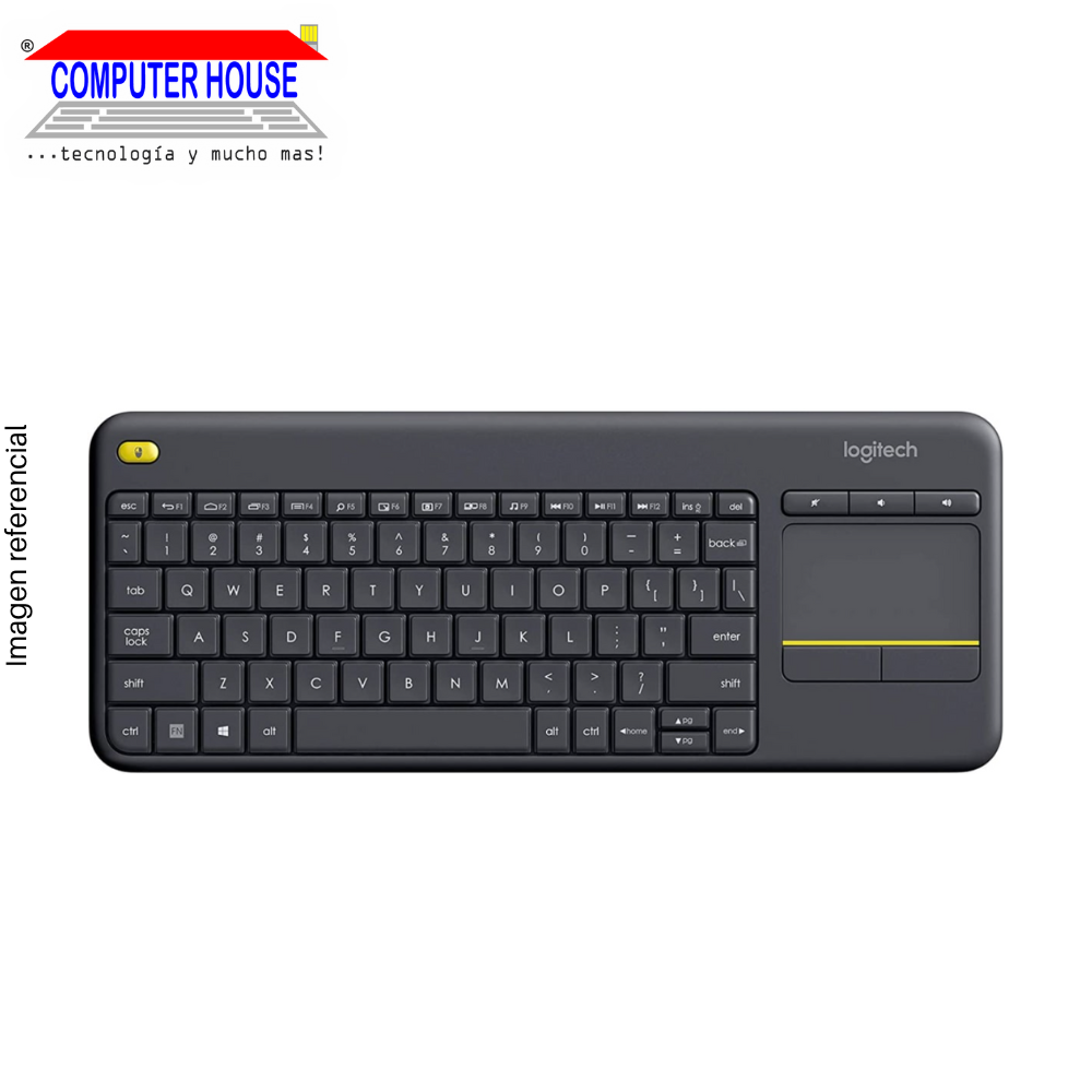 LOGITECH K400 Wireless Keyboard, Black, USB Receiver.