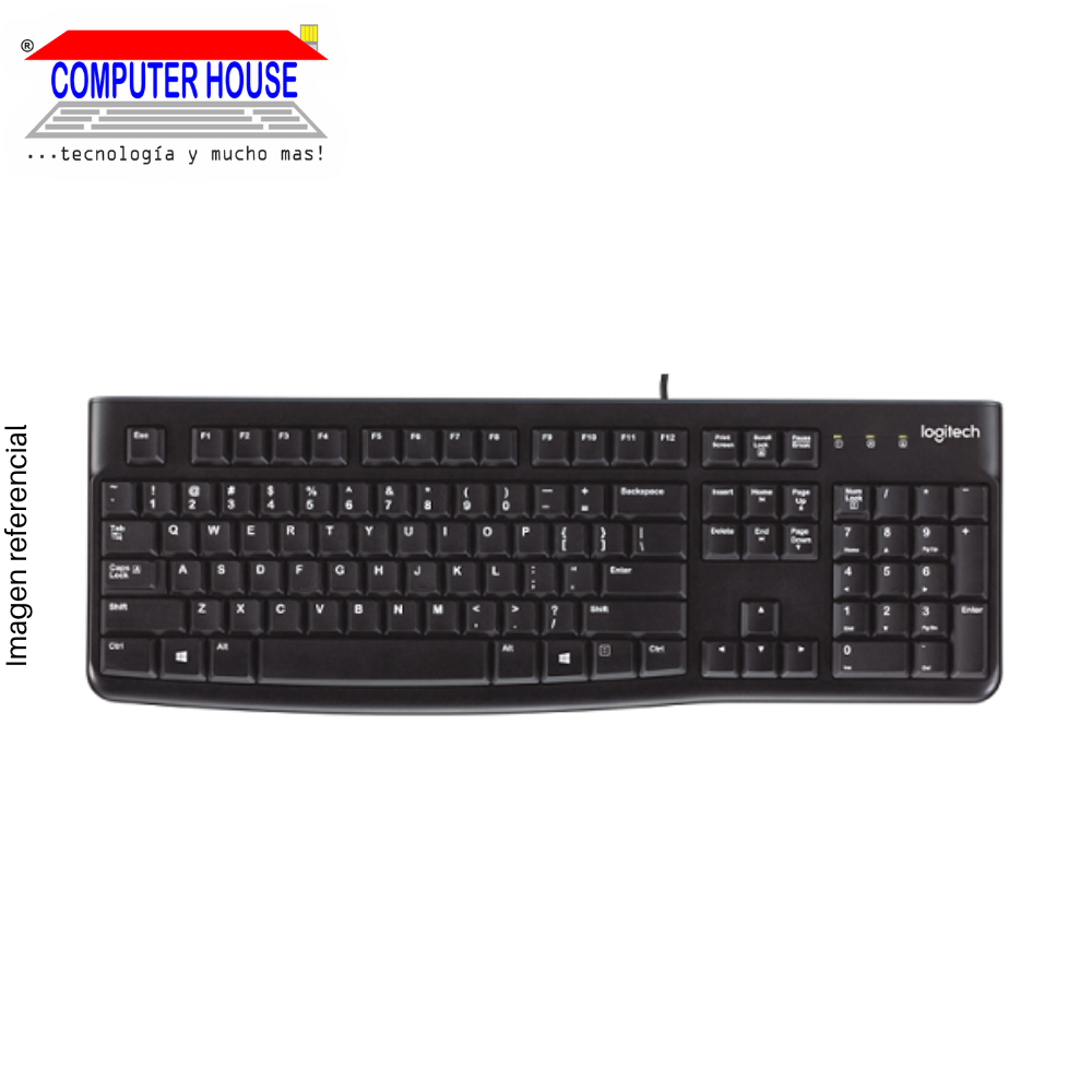 LOGITECH K120 Wired Keyboard, USB, color: black.