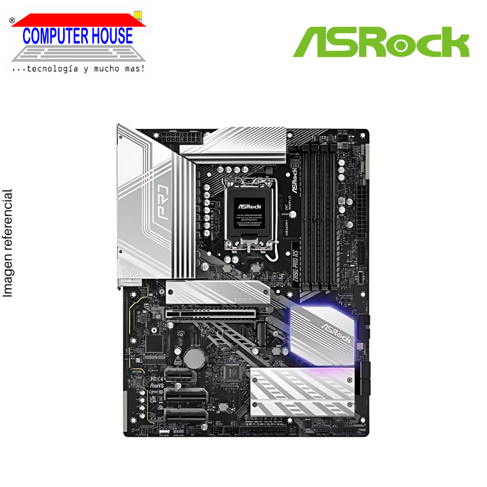 MotherBoard ASROCK Z890 Pro-RS, DDR5, ATX, Socket LGA1851, Soporta Procesadores de 14va, 13va y 12va Generación Intel.