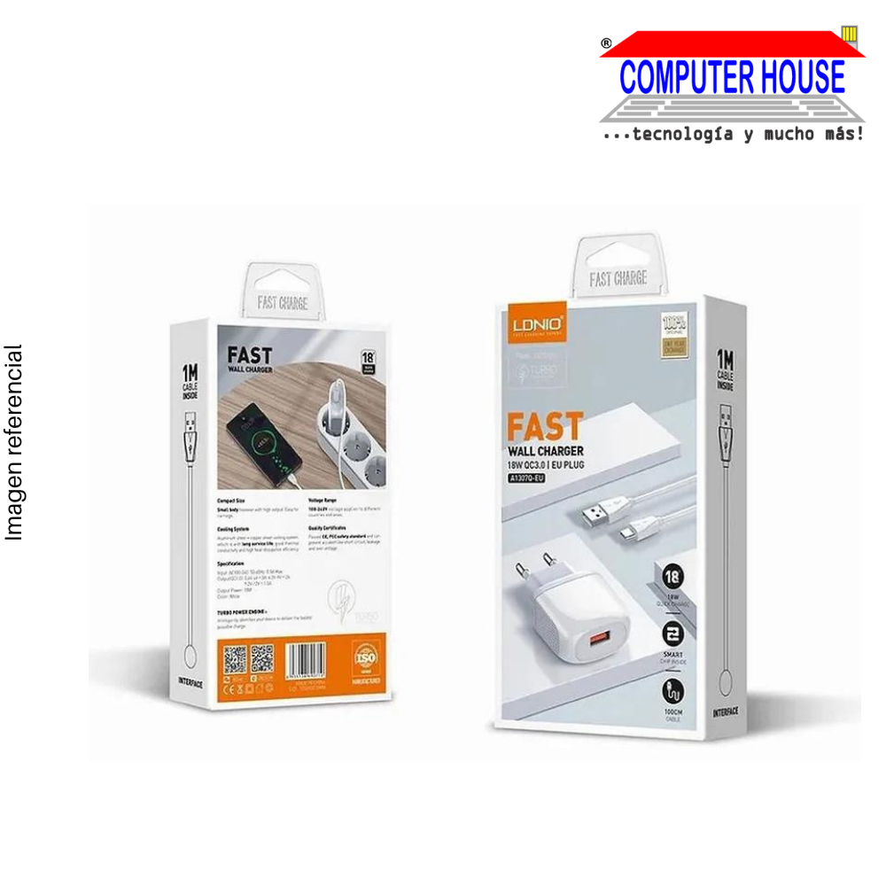 LDNIO CHARGER - 18W QC3.0 Fast Charging Wall Charger (A1307Q)